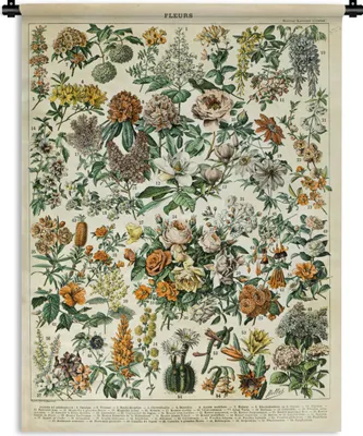 Produktbild von MuchoWow® Wandteppich Wandbehang Blumen - Vintage - Orange 150x200 cm Tapisserie Dekoration Wandtuch - Wandaufhängung - Moderner