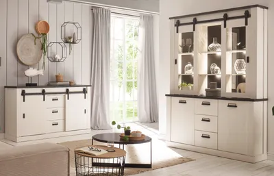 Produktbild von Wohn- und Esszimmer Set "Stove" 2-teilig in weiß Pinie mit Buffetschrank und Sideboard