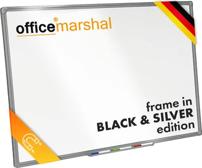 Produktbild von Whiteboard mit Stiftablage speziallackierte Magnettafel 60 x 90 cm Silber Rahmen