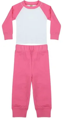 Produktbild von Larkwood - Schlafanzug für Kinder, Langärmlig LT5260 (68) (Zuckerwatten-Rosa/Weiß)