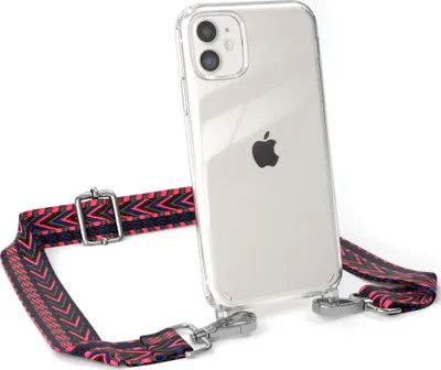 Produktbild von EAZY CASE Handykette - Verstellbarer Trageriemen kompatibel mit Apple iPhone 11, Handykordel mit transparenter Silikon-Hülle, Band in Rosa