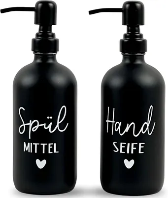 Zdjęcie produktu dla Szklany dozownik do mydła 500 ml, czarna pompka, do kuchni i łazienki