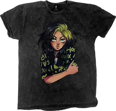 Produktbild von Billie Eilish - T-Shirt Farbgetaucht für Herren/Damen Uni RO4047 (M) (Schwarz)
