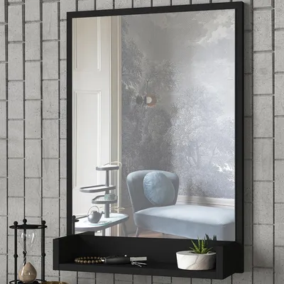 Immagine prodotto di Ticineto - Specchio, 45x75h cm Nero, Mensola Inclusa