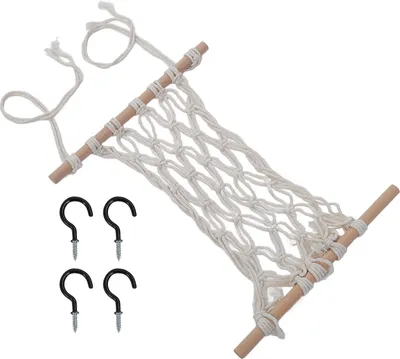 Produktbild von Hängende Obsthängematte mit Haken, handgewebt unter dem Schranknetz für die Küche, 39,9 cm