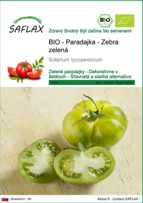 Obrázok produktu pre SAFLAX - BIO - Paradajka - Zebra zelená - Solanum lycopersicum - 10 Semená