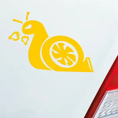 Produktbild von Auto Aufkleber Turboschnecke Schnecke Rennschnecke Race 12x8,5 cm Gelb Sticker Heckscheibenaufkleber