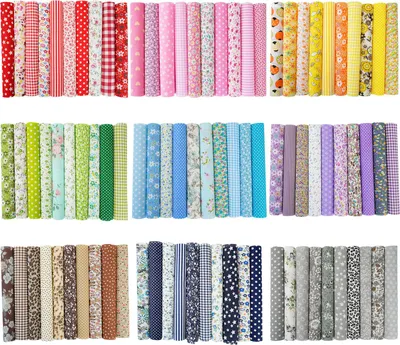 Obrázek produktu pro 100 kusů bavlněné látky s potiskem 10x10cm, DIY šicí látka na patchwork, ideální pro ruční práce a školní projekty