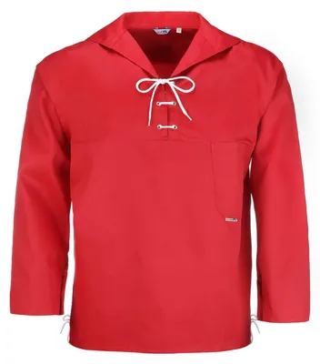 Produktbild von modAS Uni Schlupfblouson Maritim mit Kordelschnürungen - Fischerhemd uni mit Brusttasche in Rot Größe Damen 60 – Herren 66