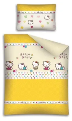 Produktbild von Detexpol Hello Kitty Bettwäsche Set Baumwolle Gelb 100x135