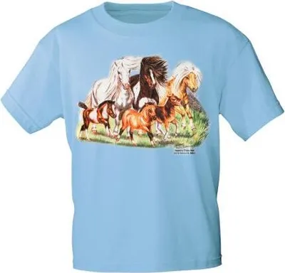 Produktbild von Kinder T-Shirt mit Pferdemotiv - Catch me - 12775 - ©Kollektion Bötzel - Gr. 80-S Color - hellblau Größe - 134/146