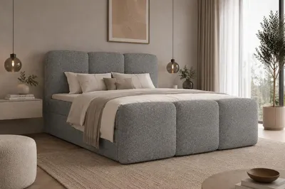 Obrázok produktu pre Boxspringová posteľ Falk 140x200 s matracom a úložným priestorom – Abriamo šedá