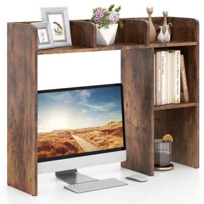 Image de Étagère de bureau avec 5 étagères ouvertes, dimensions 94 x 25 x 74 cm, couleur marron