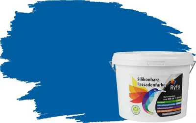 Produktbild von RyFo Colors Silikonharz Fassadenfarbe Lotuseffekt Trend Delftblau 3l  - bunte Fassadenfarbe, weitere Blau Farbtöne und Größen erhältlich, Deckkraft Klasse 1