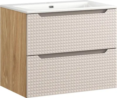 Zdjęcie produktu dla Szafka łazienkowa wisząca beżowa 70 cm z umywalką