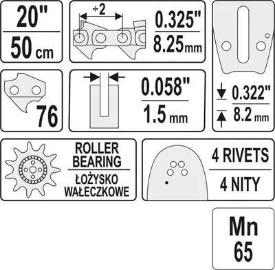 Produktbild von YATO Kettensäge YT-84937 50cm Federstahl