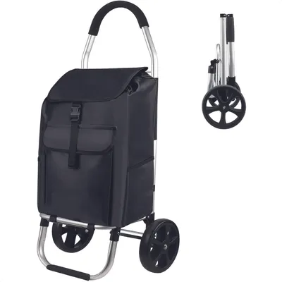 Productafbeelding van Strex Boodschappentrolley met Wielen - Opvouwbaar - Afneembare Boodschappentas - Boodschappenwagen