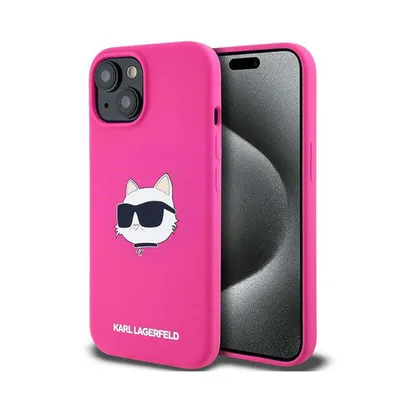 A pink iPhone case with a Choupette cat graphic and the Karl Lagerfeld logo is shown next to an iPhone.