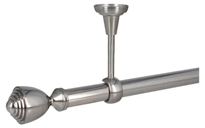 Produktbild von 25 mm Gardinenstange Vorhangstange 1-läufig Deckenmontage Edelstahloptik 320 cm