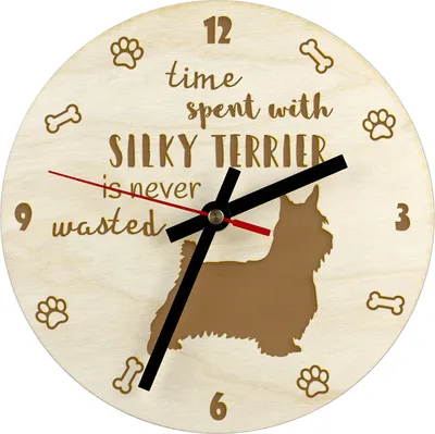 Obrázek produktu pro Silky teriér - hodiny se psem, dřevěné hodiny s gravírováním, personalizované hodiny Art-Dog