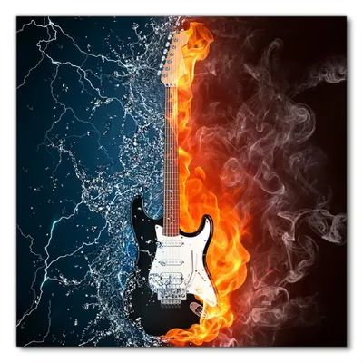 Produktbild von Wallario selbstklebende Möbelfolie/ Tischdecke für Innen und Außen, Größe: 60 x 60 cm - Feuer-Wasser-Gitarre