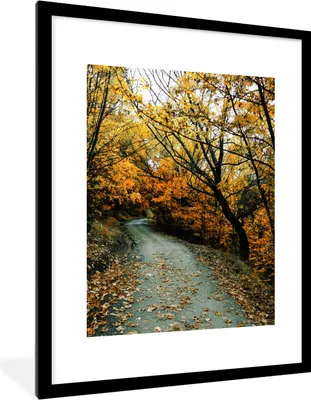 Produktbild von MuchoWow® Gerahmtes Poster Blätter - Herbst - Wald 60x80 cm - Poster mit Schwarzem Bilderrahmen Wandposter Rahmen Foto Bilder - Wohnzimmer - Dekorationen - Prämie
