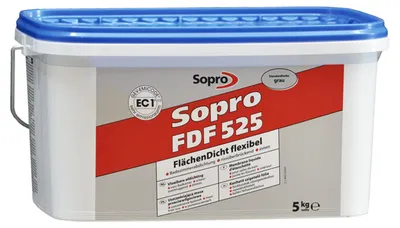 Produktbild von Sopro Flüssigdichtbeschichtung für die Abdichtung von Inenräumen Flächendicht flexibel FDF 525 grau 5kg