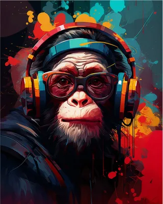 Produktbild von Wallario Poster - Chimp - Musik, Kunstdruck Größe: 40 x 50 cm