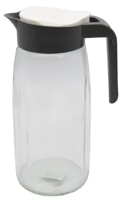 Produktbild von Glaskaraffe Glas Karaffe Krug 1,45L Wasserkaraffe Deckel Glaskrug Kanne Saftkrug Grau