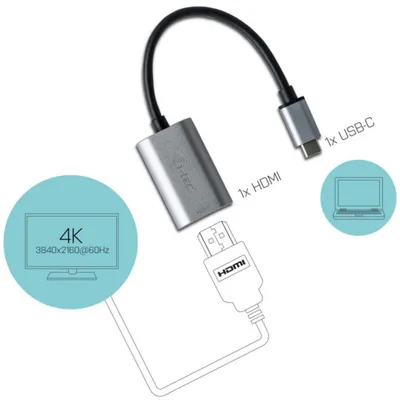 Zdjęcie produktu dla i-tec Metal C31METALHDMI60HZ, 0,15 m, USB Type-C, HDMI, Męska, Żeńska, 3840 x 2160 px