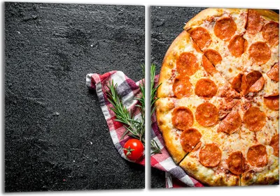 Image de Set de plaques de recouvrement pour cuisinière 2x40x52 cm Couverture de la plaque vitrocéramique en verre Protection contre les éclaboussures, Ardoise Pizza