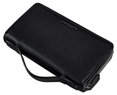 Produktbild von Sean Geldtasche Herren Leder mit Griff Große Geldbörse Männer Portemonnaie RFID Schutz Wallet Vintage Ledergeldbörse viele Fächer Handgelenktasche Echtleder Farbe:schwarz