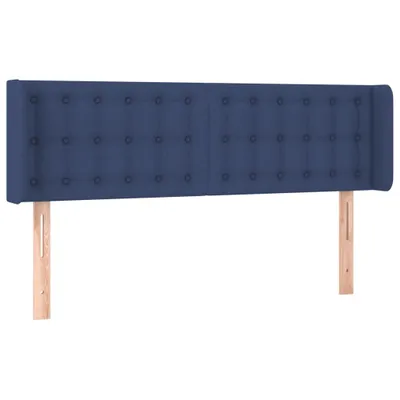 Image de Tête de lit avec oreilles bleu 147x16x78/88 cm Tissu