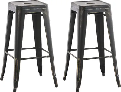 Produktbild von 2er Set Barhocker Joshua - schwarz-gold