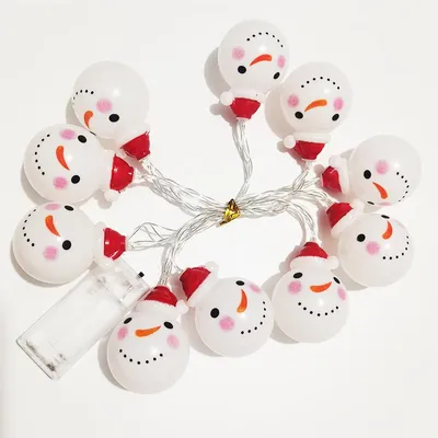 Produktbild von LED-Schneemann-Lichterkette mit Sternenlicht für Garten, Zuhause, Hochzeit, Weihnachten, Party, batteriebetrieben, warmweiß