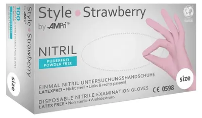 Produktbild von STYLE STRAWBERRY, Nitril-Untersuchungshandschuh, puderfrei, rosa, Gr. S | Box (100 Stück)
