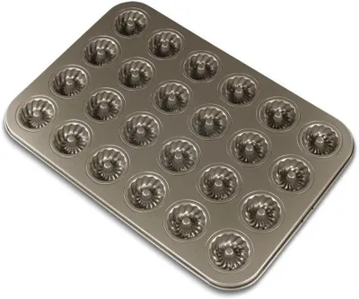 Productafbeelding van Bakvorm Mini Guglhupf - Cakevorm Turban - Zelf Bakken - 24 Mini Vormpjes - 38 x 26 cm - Zwart