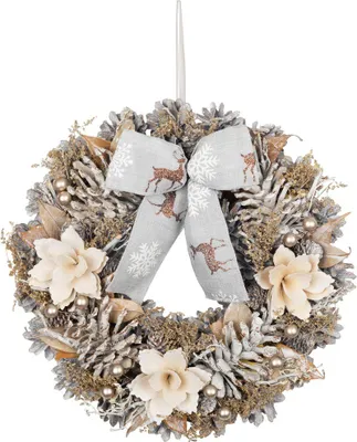 Produktbild von Weihnachtskranz MagicHome, hängend, natürlich, mit einer Schleife, 30 cm