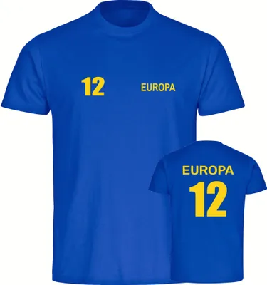 Produktbild von multifanshop Kinder T-Shirt - Europa - Trikot Nummer 12, blau, Größe 164