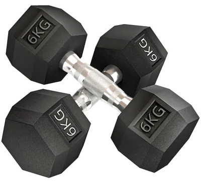 Immagine prodotto di HOMCOM Set di 2 Manubri da 6 kg Esagonali con Presa Antiscivolo e Rivestimento in Gomma, Nero