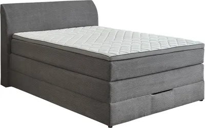 Produktbild von Boxspringbett - 120 x 200 cm - Grau - Webstoff - mit Bettkasten