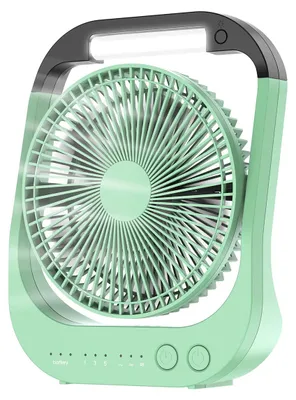 Produktbild von USB Tischventilator 10000mAh wiederaufladbar 4 Geschwindigkeiten 180° drehbar mit LED Licht und Timer