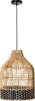 Zdjęcie produktu dla BELIANI Lampa wisząca naturalna rattanowy klosz żelazna rama styl boho pleciona wykonana ręcznie oświetlenie