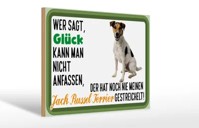 Produktbild von Holzschild Spruch 30x20cm Glück Jack Russel Terrier Hund
