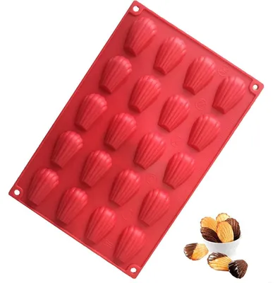 Productafbeelding van Mini madeleine-vorm van siliconen, 20 kuiltjes, rood