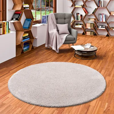 Produktbild von Hochflor Shaggy Teppich Palace Grau Rund, Größe:200 cm Rund