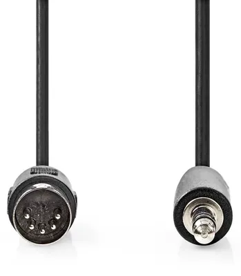 Produktbild von Nedis DIN-Audio-Kabel - DIN 5-Pin Stecker - 3.5 mm Stecker - Vernickelt - 1.00 m - Rund - PVC - Schwarz - Label