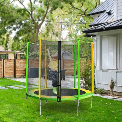 Produktbild von Trampolin Gartentrampolin Kinder Indoortrampolin Outdoor Trampolin mit Sicherheitsnetz 150x160cm