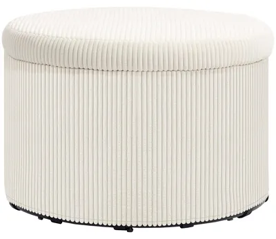 Image de HOMCOM : Tabouret de rangement, modèle rond avec couvercle, dimensions 60 x 60 x 41 cm, couleur beige