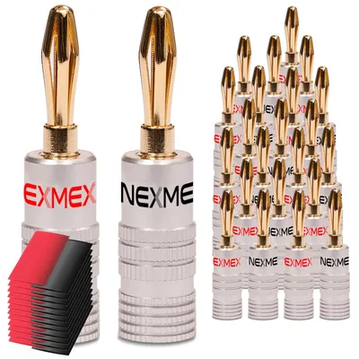 Produktbild von Bananenstecker NEXMEX 24x High End Stecker mit Schrumpfschlauch 24K vergoldet
